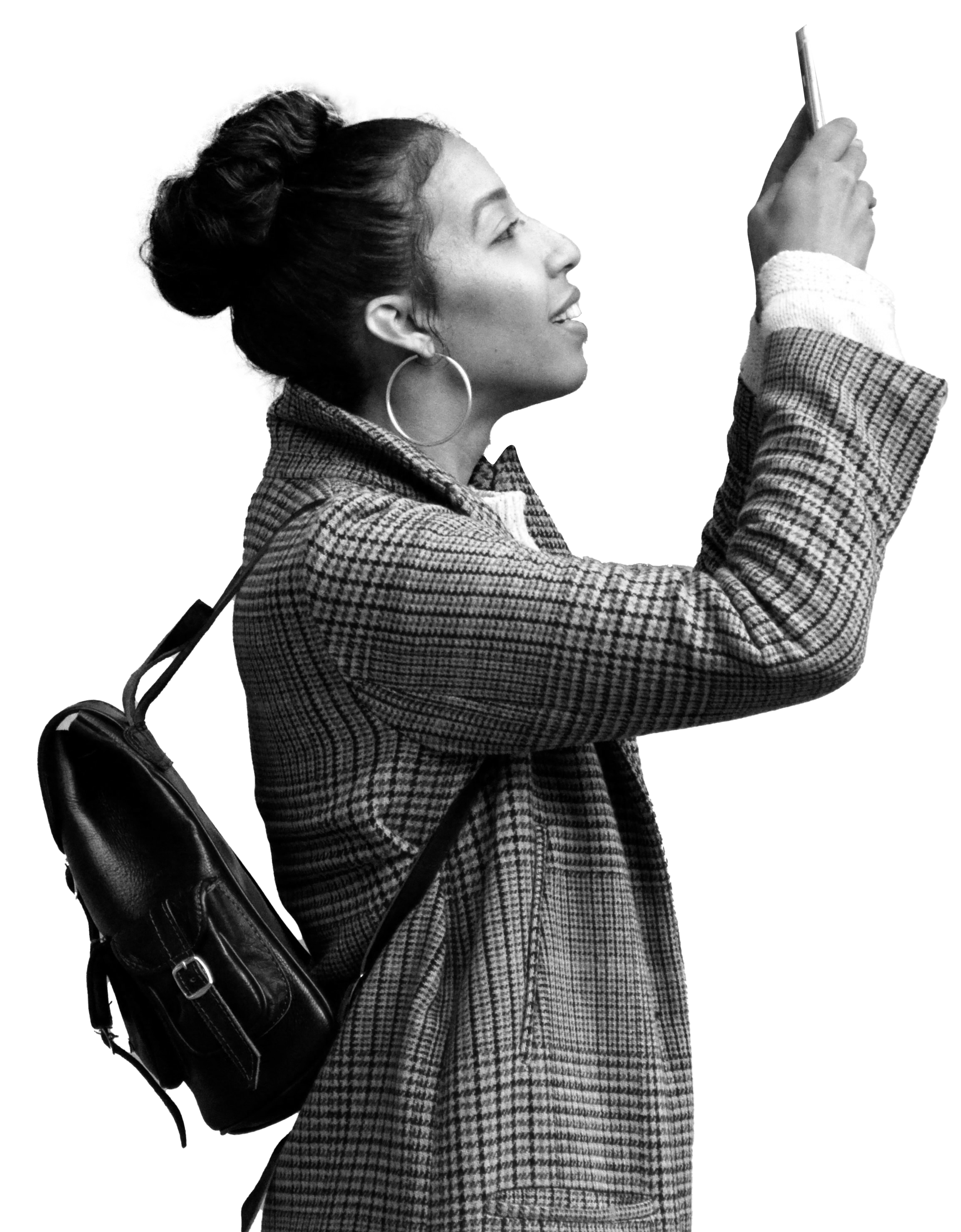 Young brown Female taking picture_ Deep Etched1